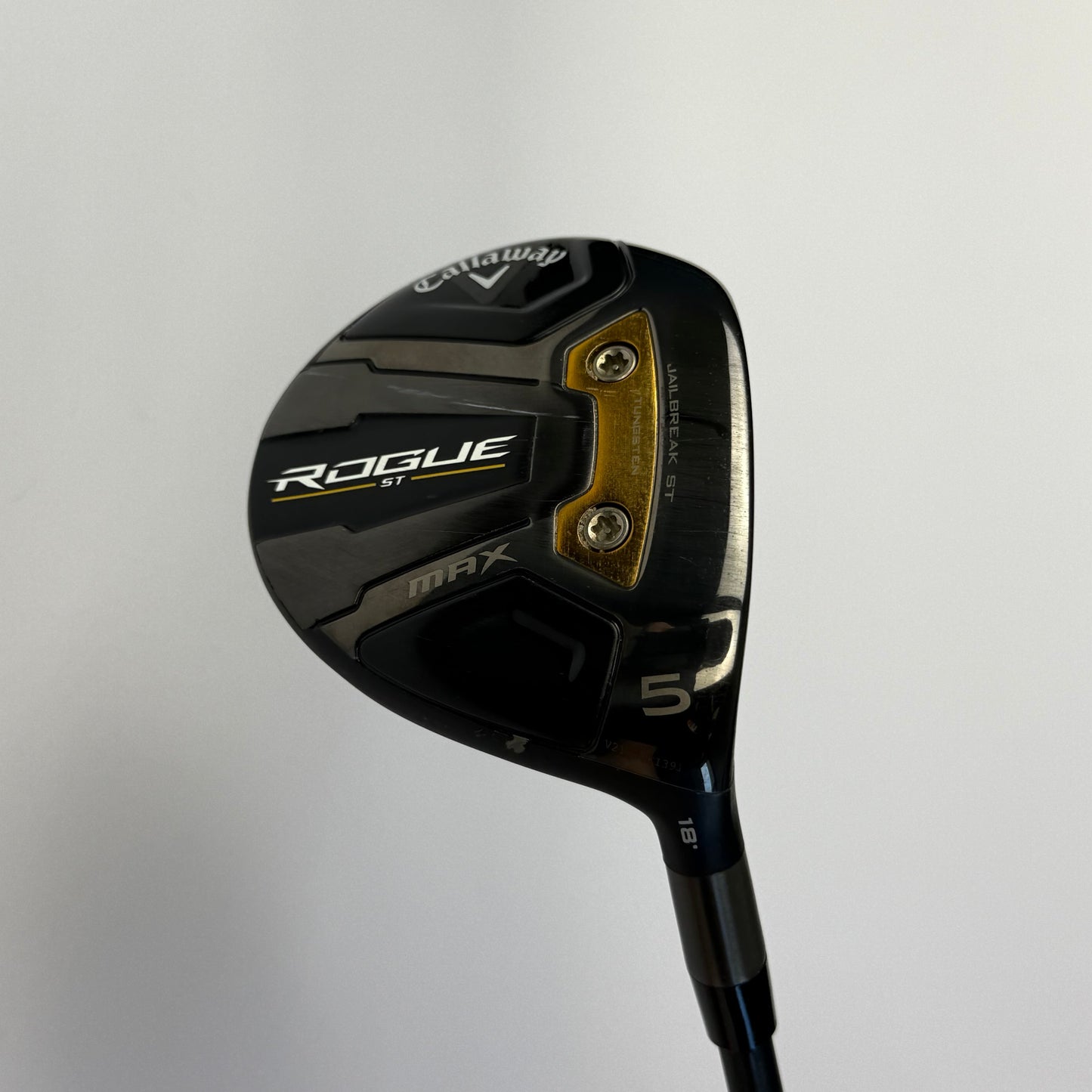 Fairway Wood Golf club head with 'Callaway Rogue ST Max' branding on a gray background