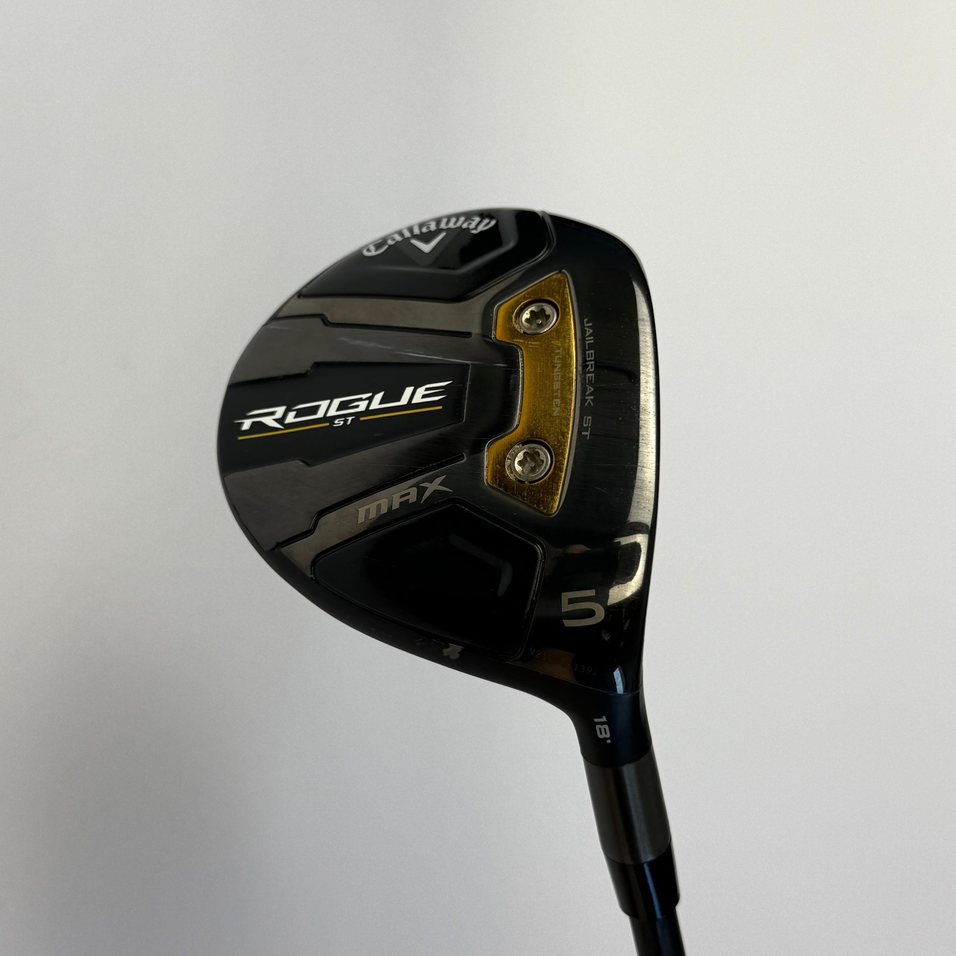 Fairway Wood Golf club head with 'Callaway Rogue ST Max' branding on a gray background