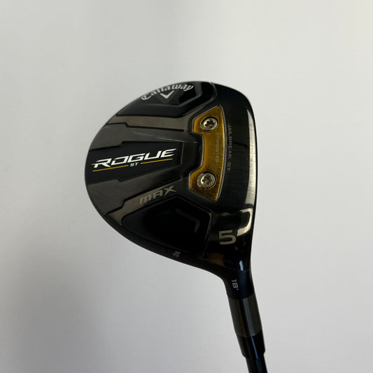 Fairway Wood Golf club head with 'Callaway Rogue ST Max' branding on a gray background