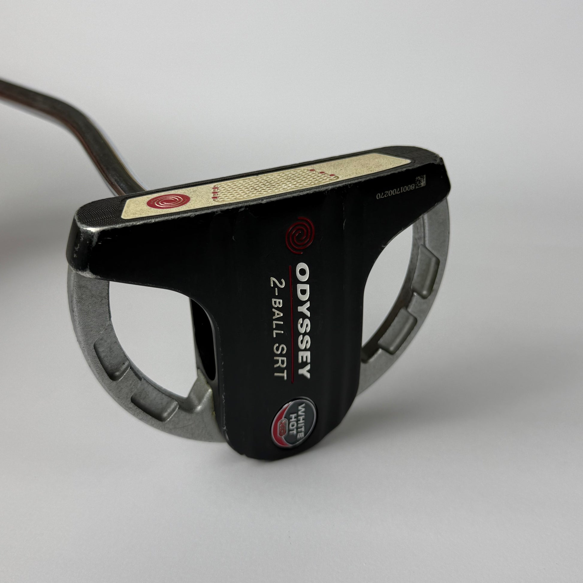 Golf putter with Odyssey 2-ball branding on a white background